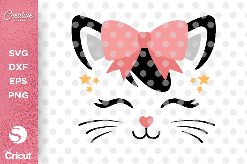 Download Cute Cat Face SVG DXF, Girl T-shirt SVG, Cat Face SVG