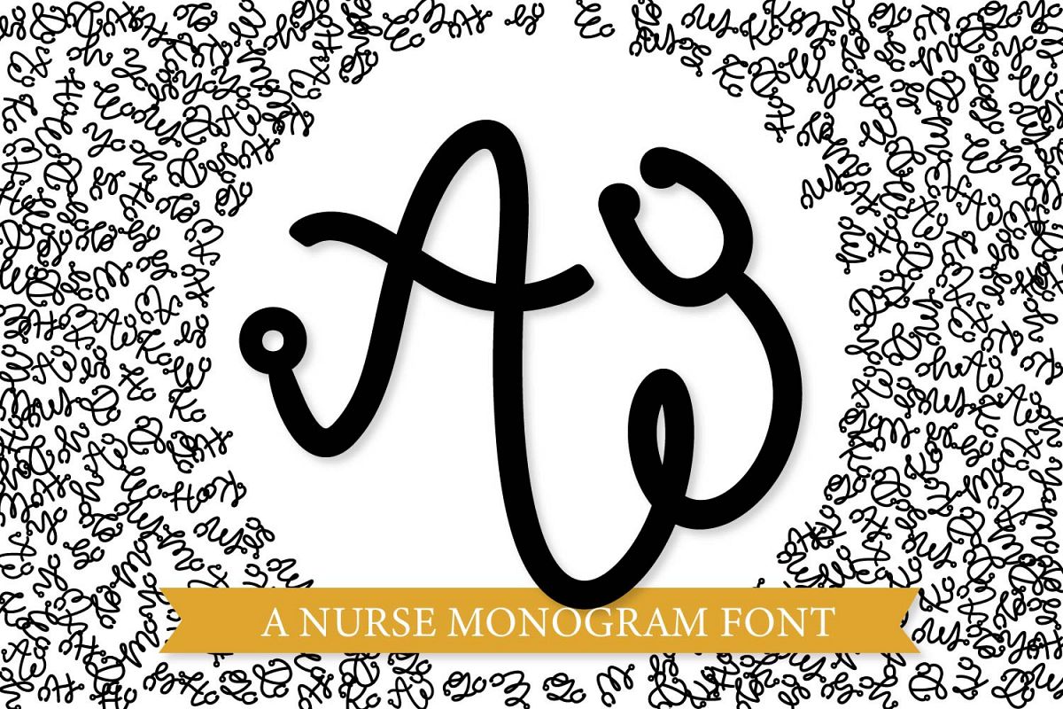 Nurse Monogram Font - A Stethoscope Font Perfect For Gifts! example image 1