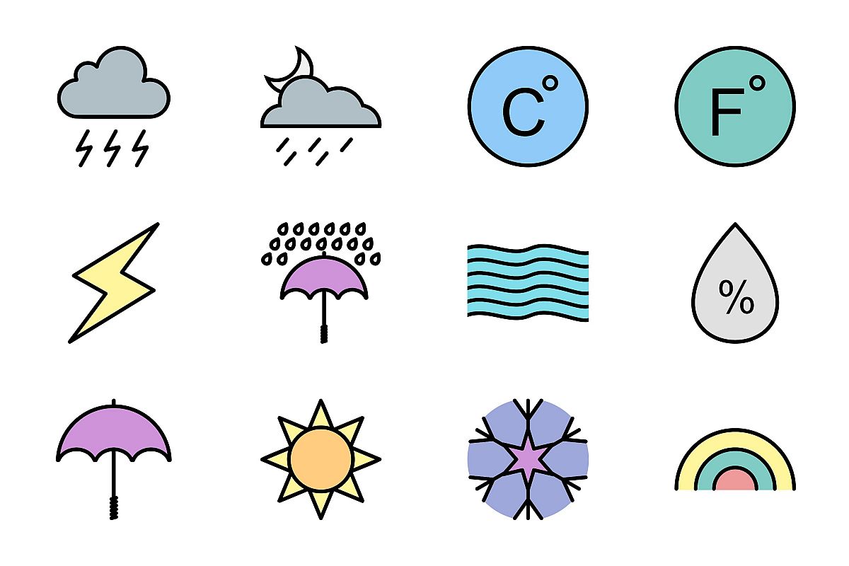 Set Of Weather And Season Icons example image 1