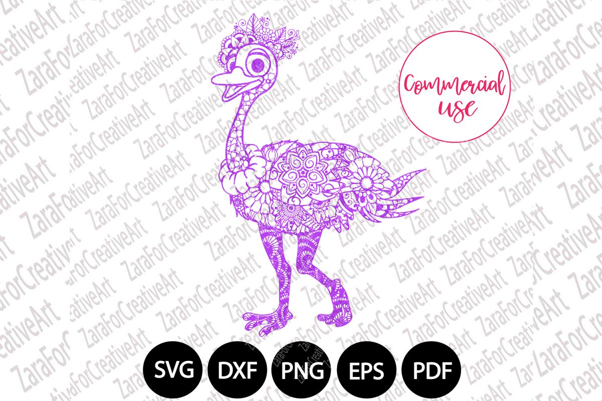 Ostrich mandala Zentangle svg example image 1