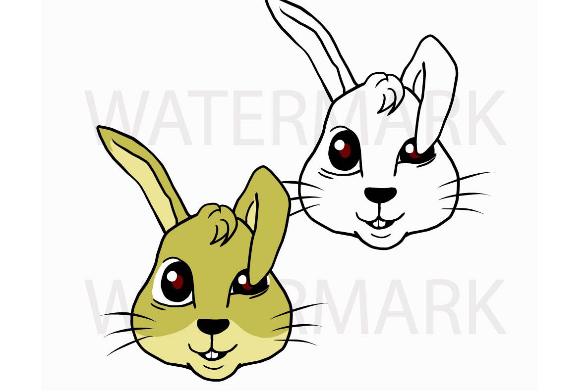 Download Bunny Rabbit Head so Cute! Type B - SVG/JPG/PNG Hand Drawing