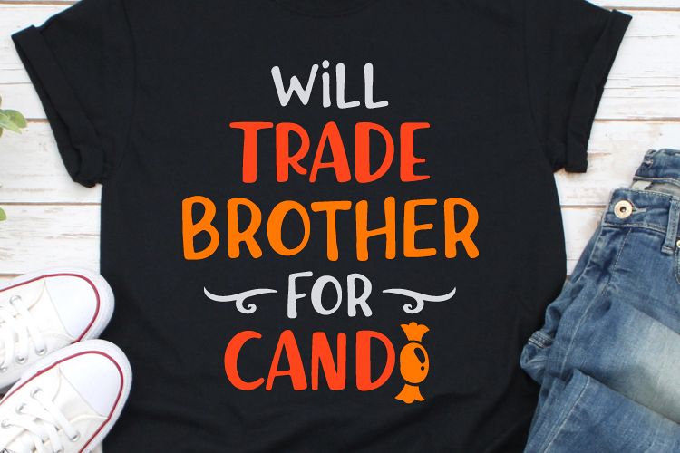 Will Trade Brother For Candy Svg, Girls Halloween Svg example image 1