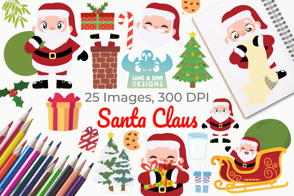 Santa Claus Clipart, Instant Download Vector Art, Commercial example image 1