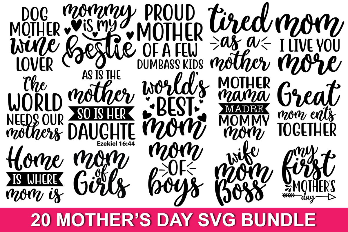 20 Mother's day Quotes SVG Bundle Vol_0.3 example image 1