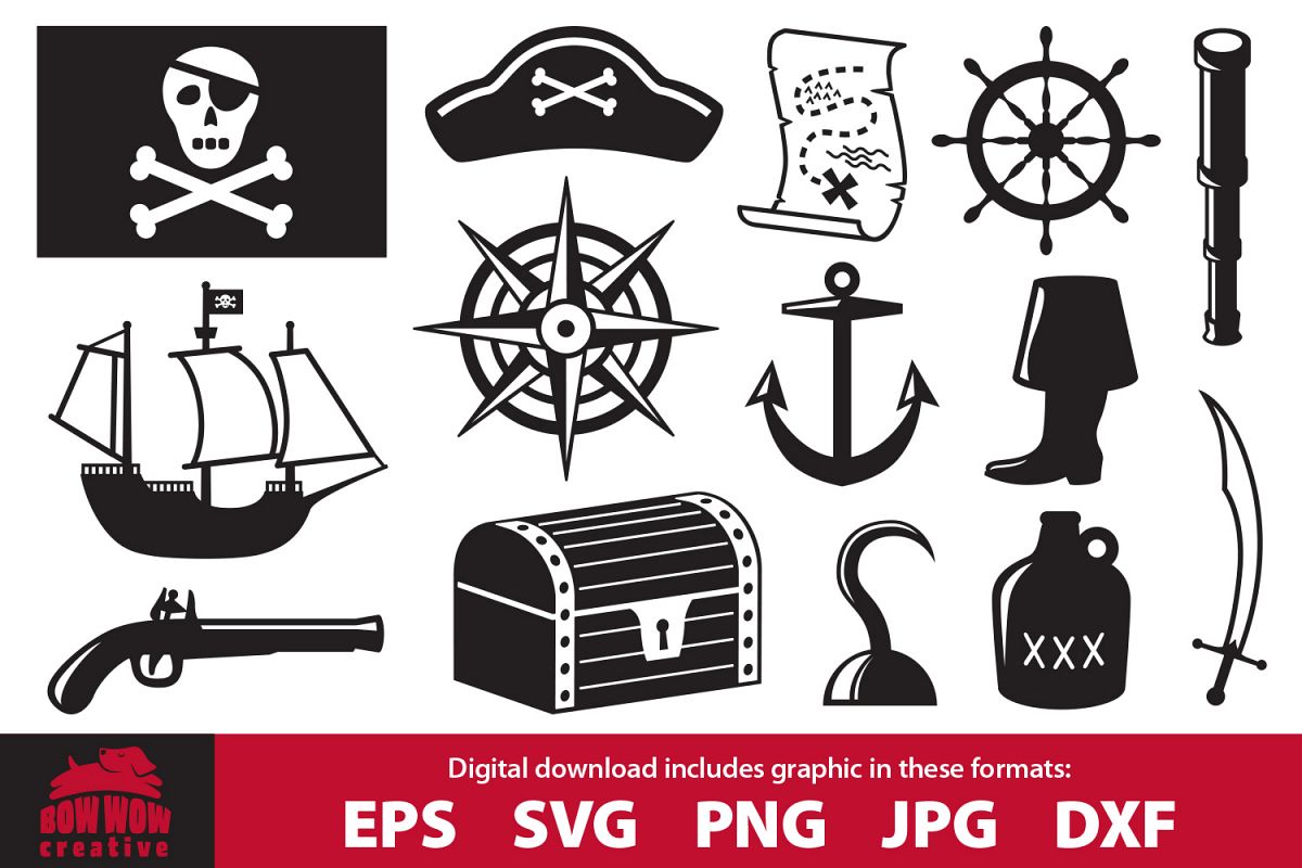 Pirate clipart bundle - SVG, EPS, JPG, PNG, DXF files