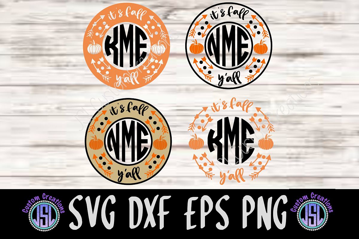 Download It's Fall Y'all Monogram Frames Bundle |SVG DXF EPS PNG