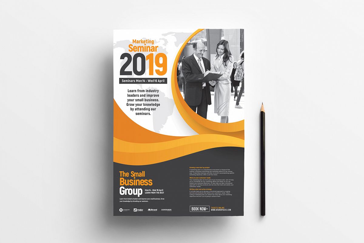 A4 Marketing Seminar Advertisement Template example image 1