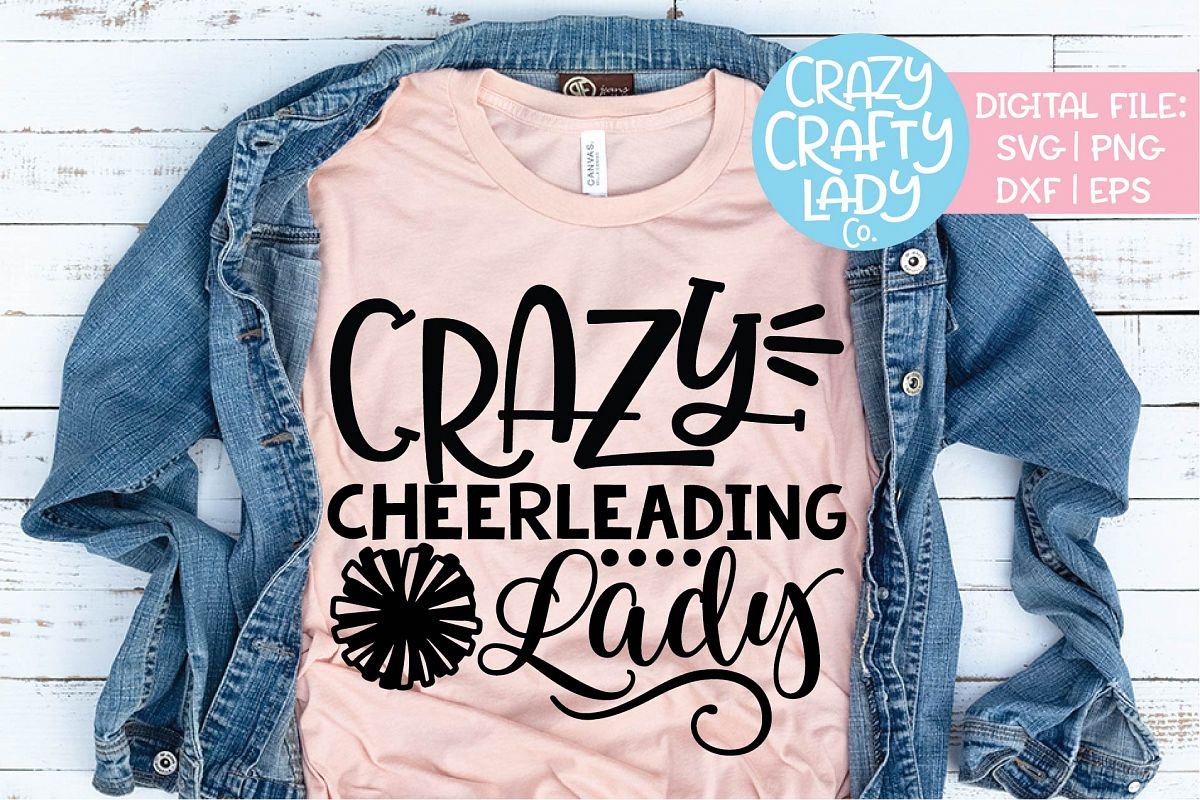 Crazy Cheerleading Lady Cheerleader SVG DXF EPS PNG Cut File example image 1