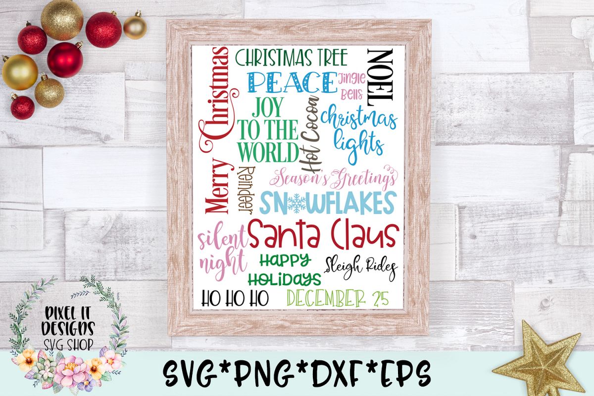 Christmas Subway Word Art SVG Cut File example image 1