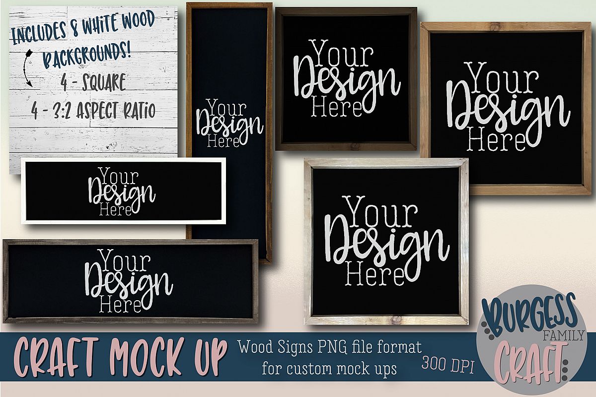 Wooden frame sign custom craft mock up Bundle | PNG 300 DPI example image 1
