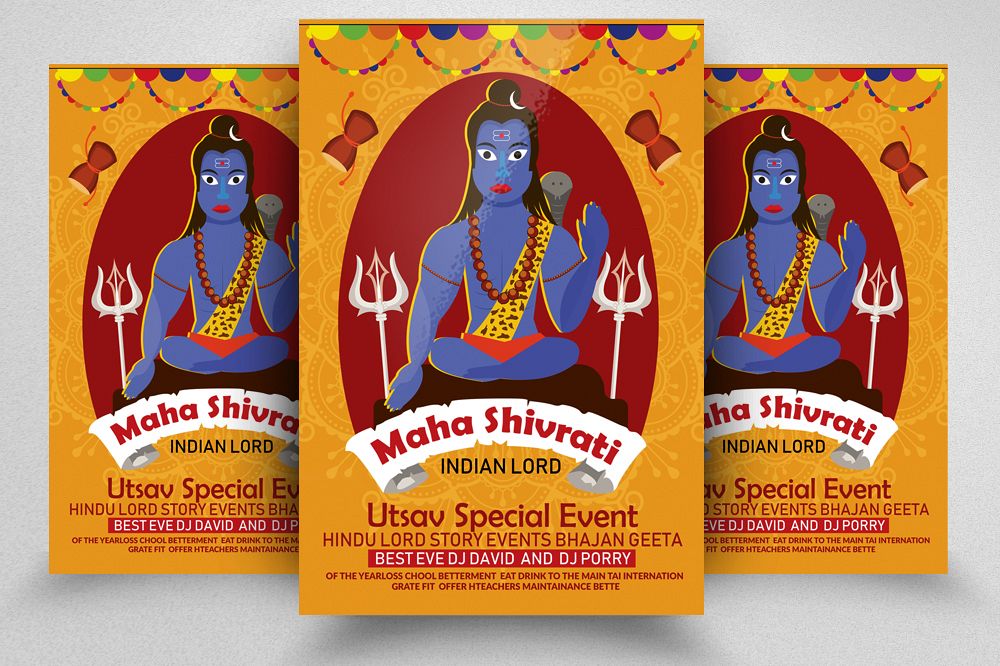 Maha Shiva Hindu Religion Flyer Poster