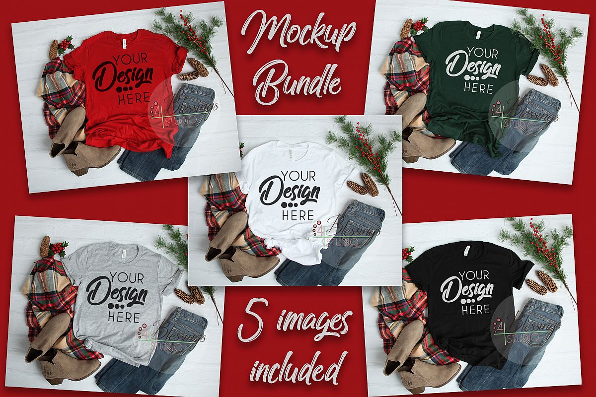 Winter Mockup Bundle Bella Canvas Mockup Bundle T Shirt Flay (132704) | Mock Ups | Design Bundles