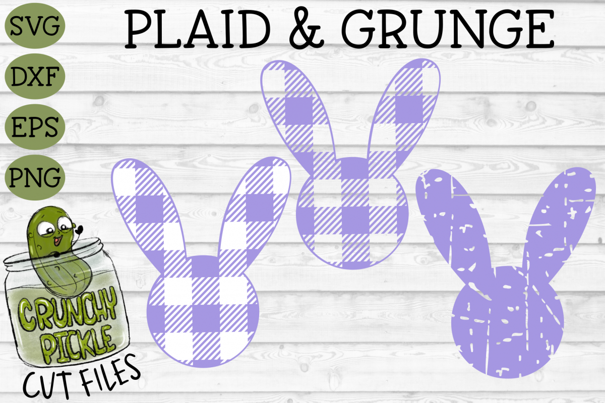 Plaid & Grunge Spring Easter Bunny 2 SVG Cut File example image 1
