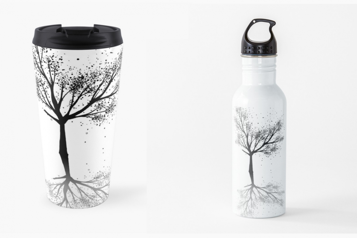 Black Tree Ink Art, A1, SVG example image 1