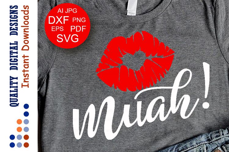 Kiss Svg files Lips clipart Kisses svgs Valentine's day example image 1