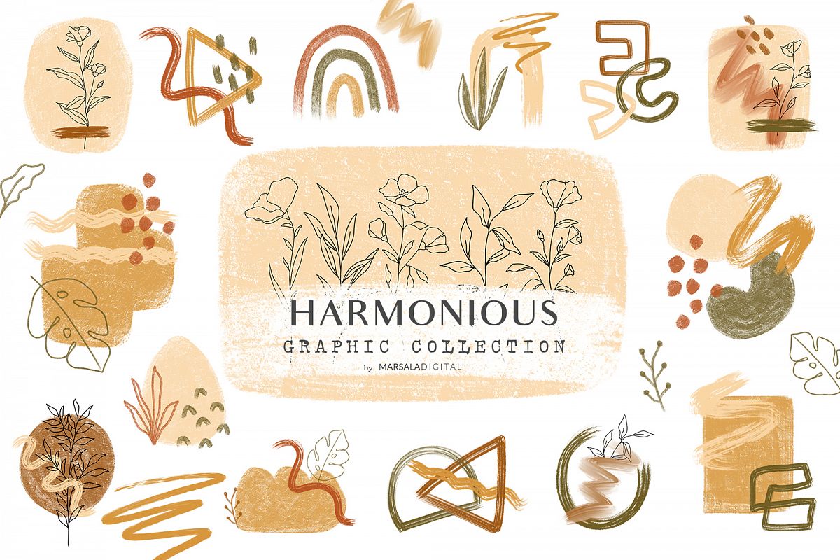Harmonious Brush Strokes Abstract Graphic Collection example image 1