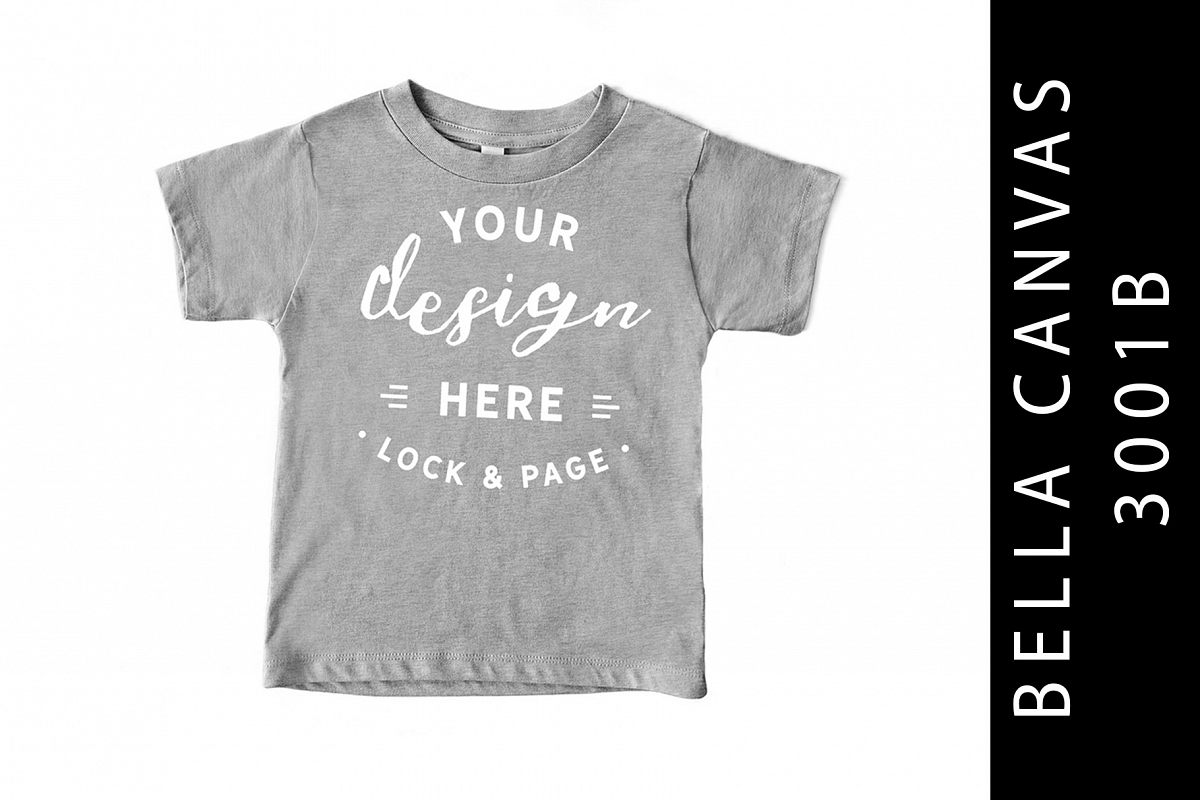 Athletic Heather Kids Bella Canvas 3001B T-Shirt Mockup Todd example image 1