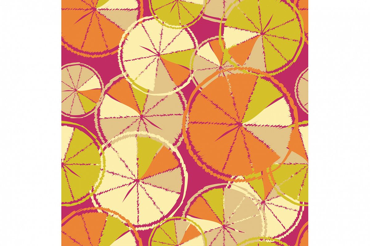 Ethnic boho seamless pattern with decorative oranges. Tropical fruits. example image 1