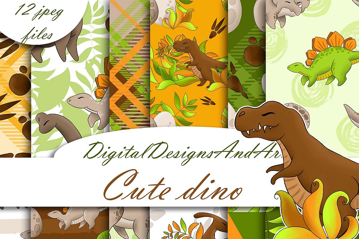 Dinosaur digital paper example image 1