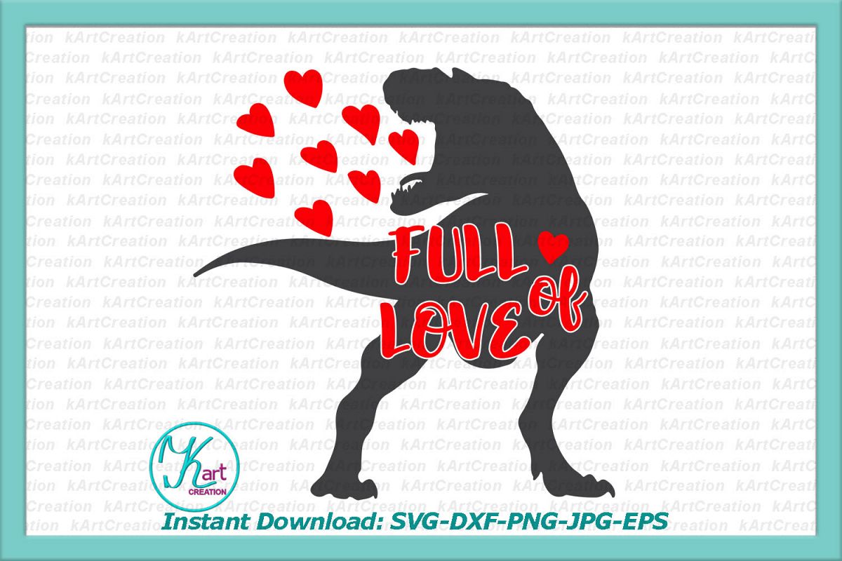 Foll of love Valentine dinosaur with hearts svg dxf cutting example image 1