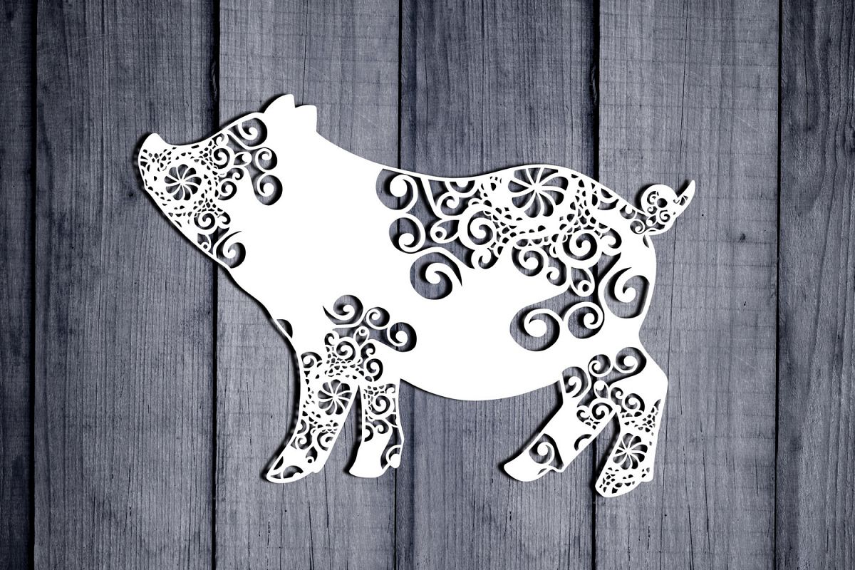 Mandala Pig Svg, Baby Pig Svg, Easter Svg, Mandala Svg example image 1