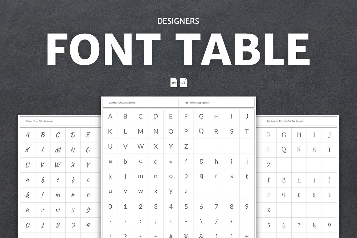 Designers Font Table example image 1