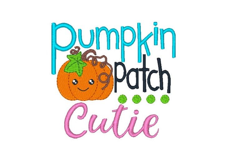 Pumpkin Patch Cutie Embroidery Design Saying example image 1