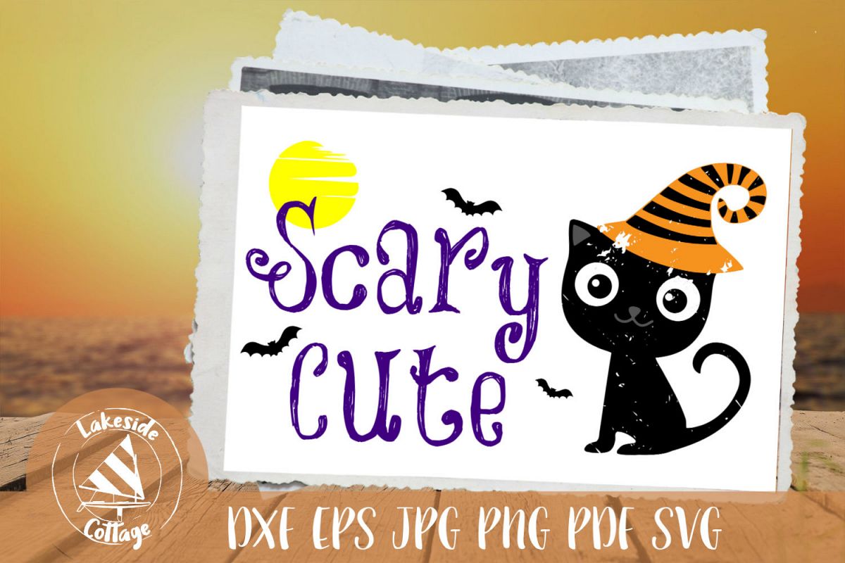 Scary Cute Cat Black Kitty Halloween SVG Design example image 1