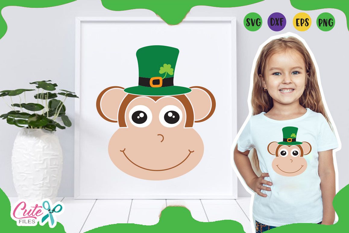 Monkey face svg, St. Patrick day Files for crafters example image 1