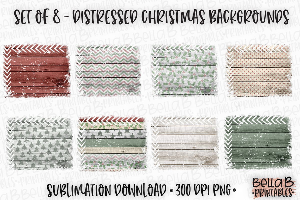 Sublimation Background Bundle, Distressed Christmas Wood example image 1