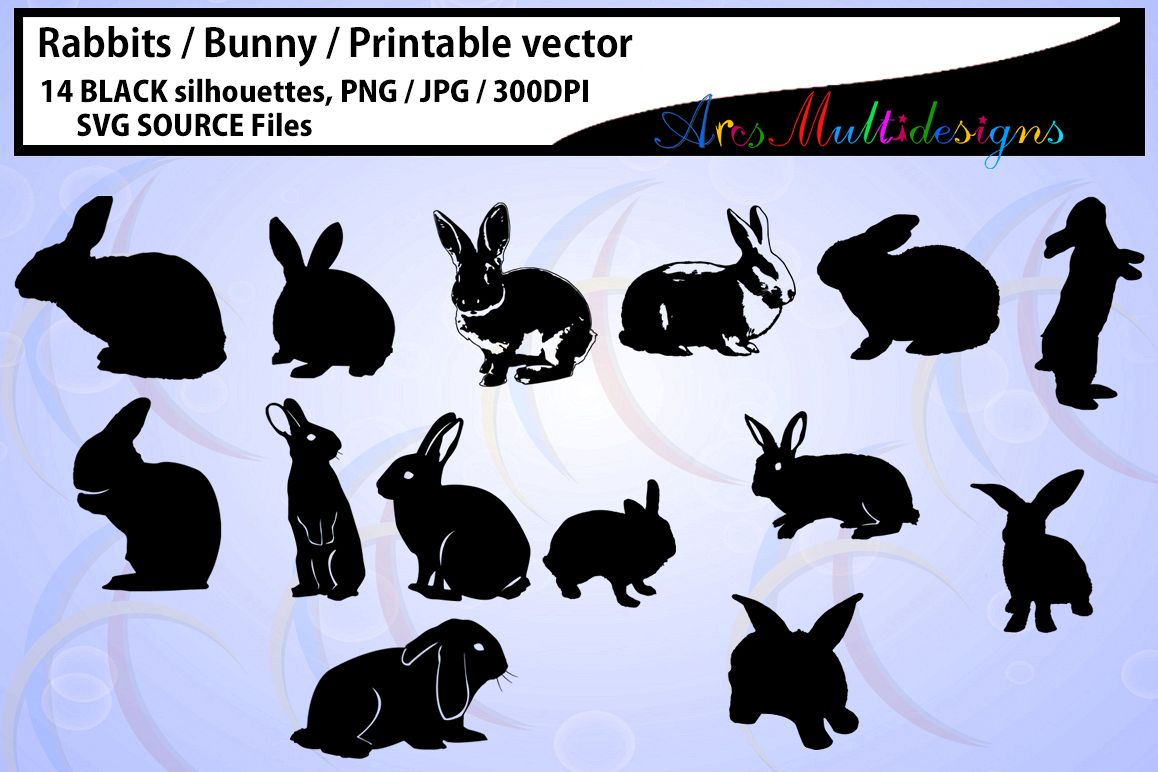 Rabbit Silhouette / vector rabbit / Bunny Silhouettes ...