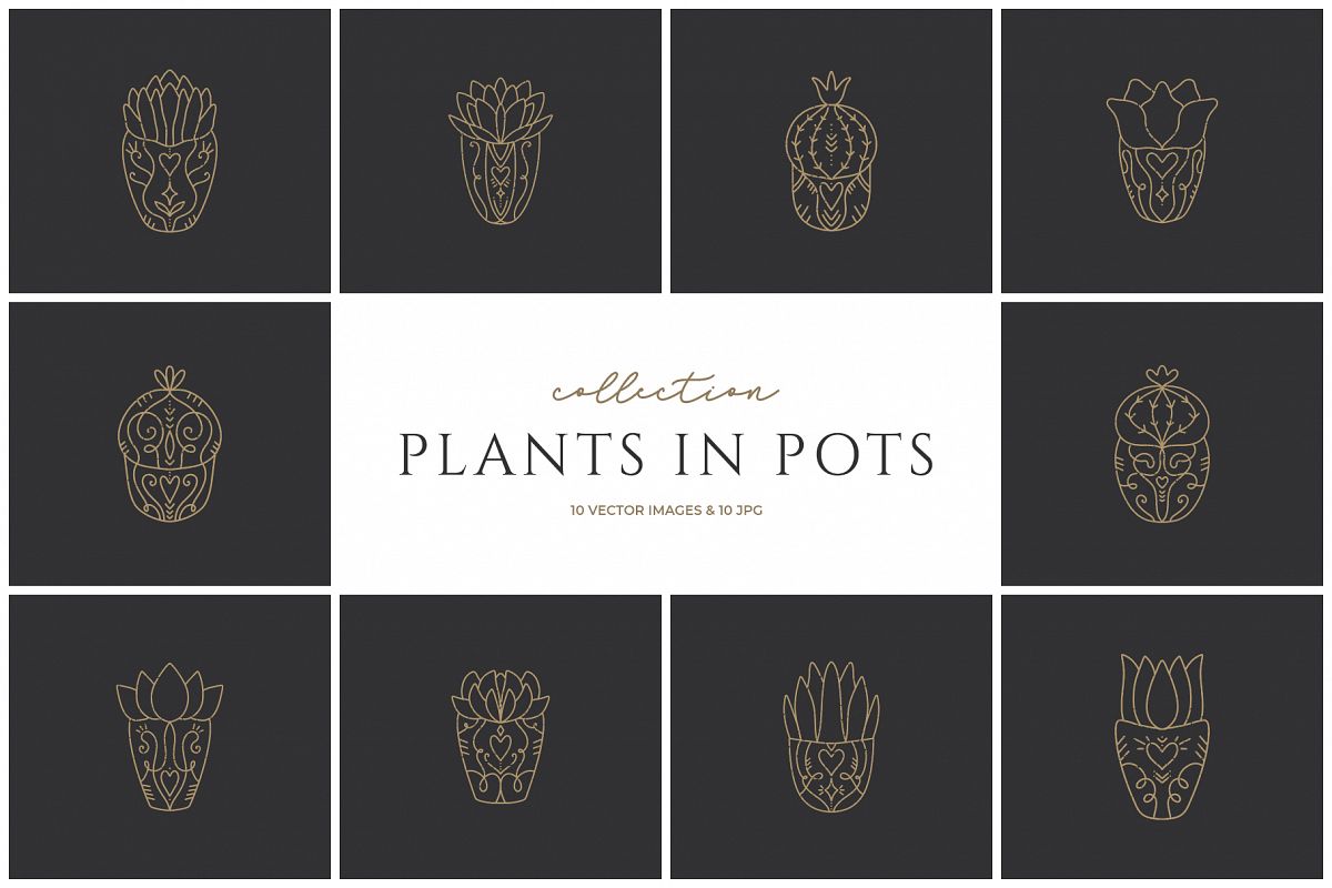 Home plants clip art set example image 1