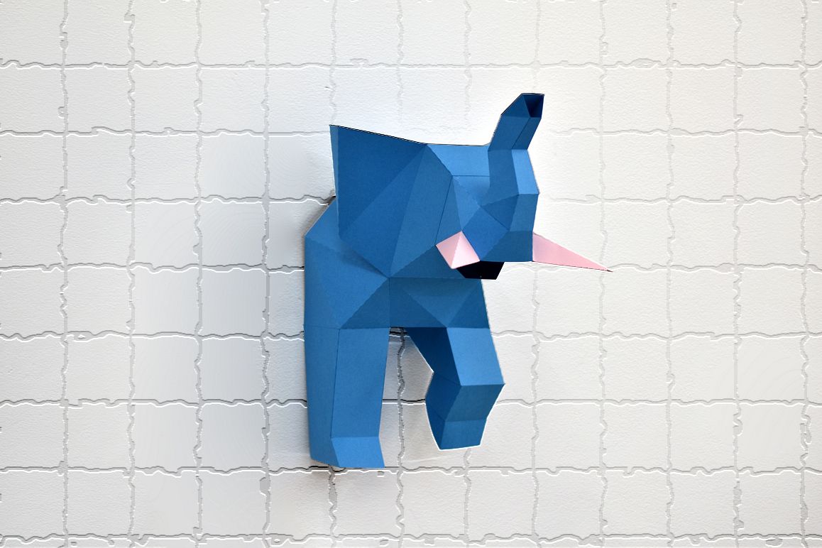 DIY Elephant trophy - 3d papercraft example image 1