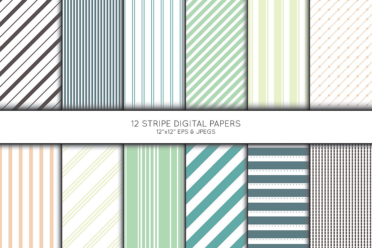 Stripe Digital Paper, Striped Scrapbook paper example image 1