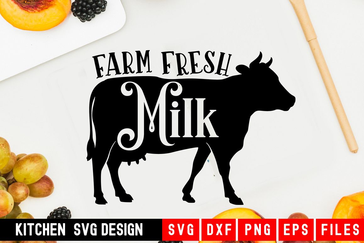 Farm Fresh Milk Svg|kitchen svg|kitchen towel svg example image 1