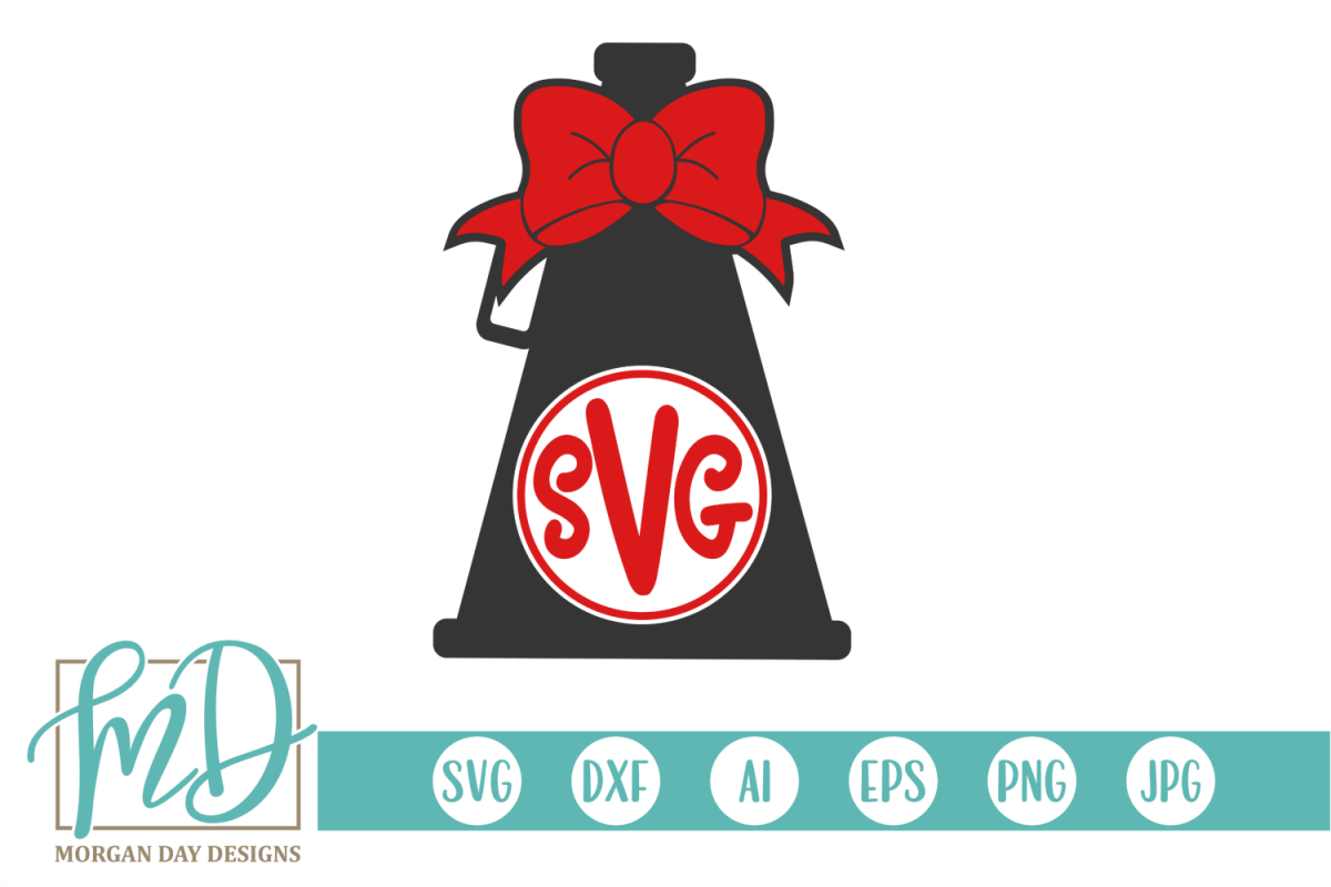 Cheer - Megaphone Monogram SVG, DXF, AI, EPS, PNG, JPEG example image 1