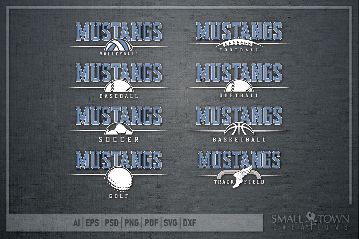 Mustang Sport Bundle, Logo, Team Mascot, PRINT, CUT & DESIGN example image 1