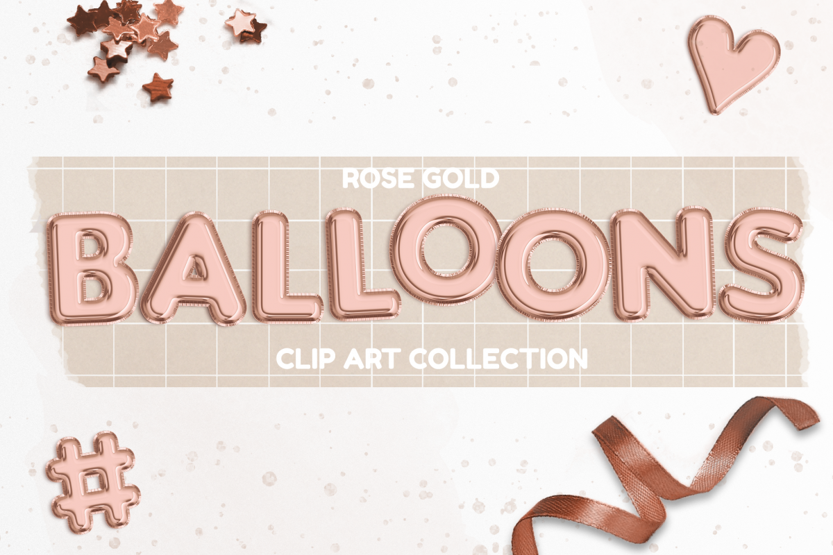 Rose Gold Foil Balloons Clip Art Set | Rose Gold Alphabet example image 1