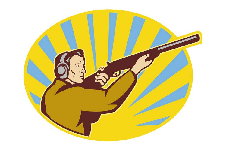 Hunter aiming rifle shotgun side view example image 1