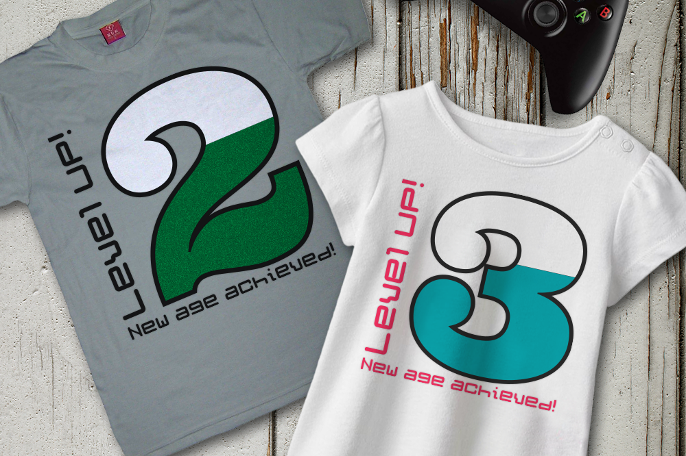Level Up Birthday Numbers 1 through 5 SVG File Cutting Template example image 1