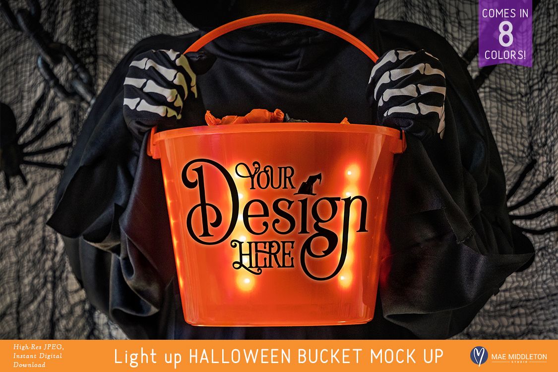Light up Halloween Buckets - styled photo, mock ups example image 1