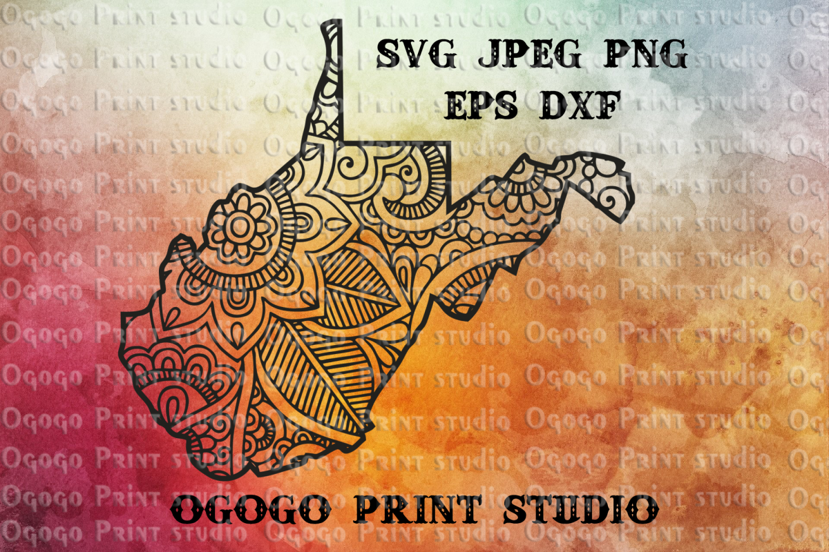 West Virginia svg, Map SVG, Zentangle SVG, Travel gifts example image 1