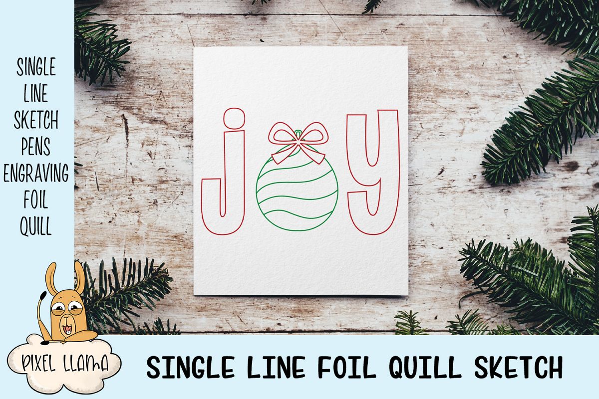Joy Christmas Card Single Line Sketch example image 1