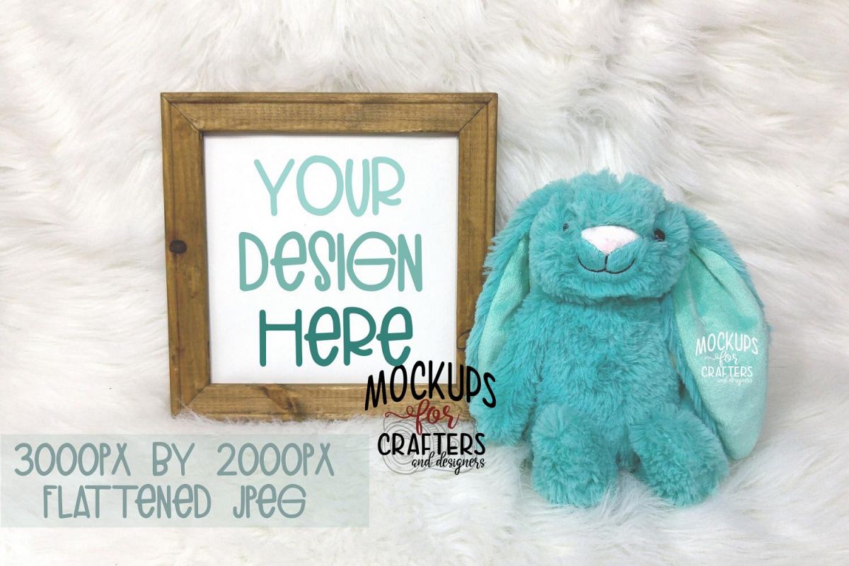 REVERSE CANVAS with teal bunny, Mock-Up, Double Duty example image 1