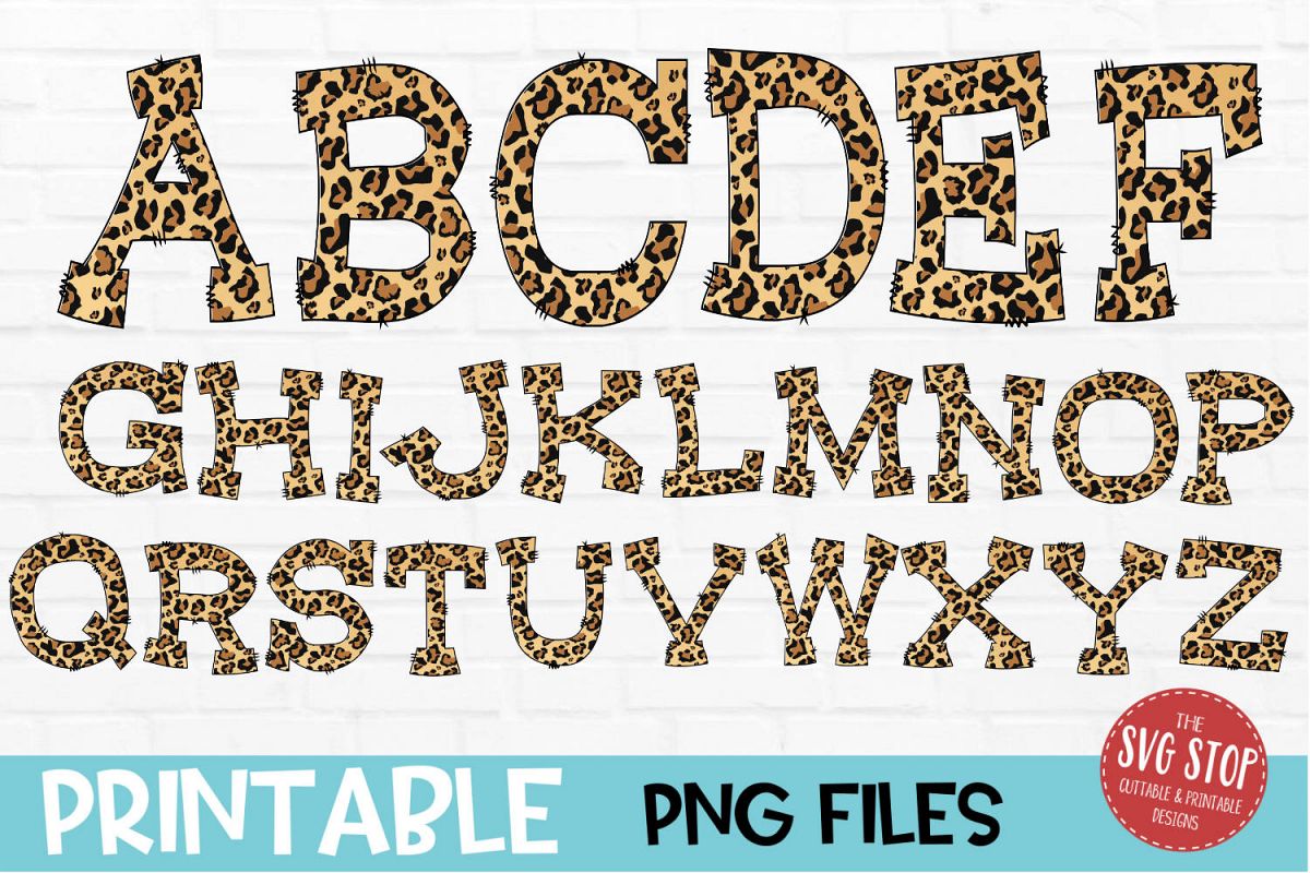 Doodle Letters Cheetah Font PNG Sublimation