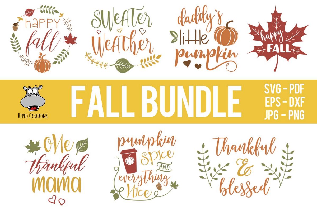Fall Bundle SVG, Autumn Bundle, Thanksgiving, EPS DXF PNG example image 1
