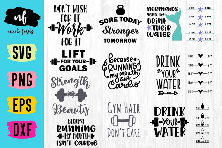 Gym & Water Bundle SVG Cut File example image 1