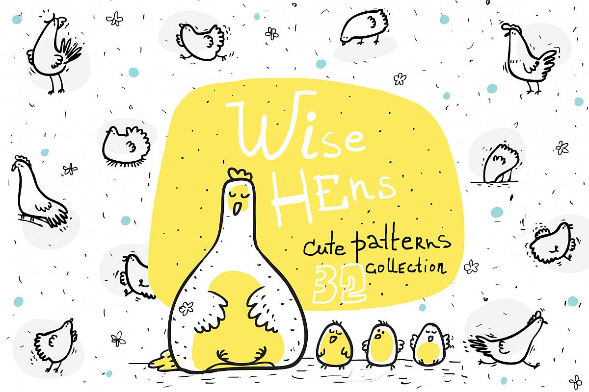 Wise Hens - 32 patterns, prints example image 1