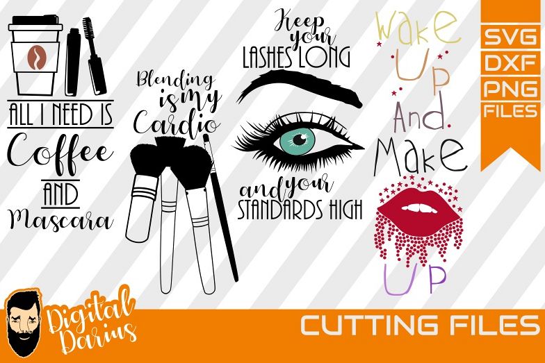 4x Make up bundle svg, Wake and make up svg, Printable, Cut example image 1
