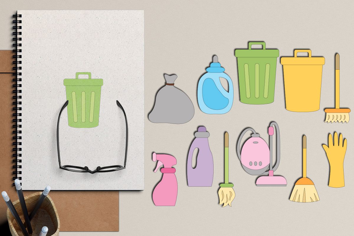 Cleaning appliances clipart graphic illustrations